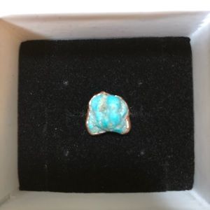 Raw turquoise & rose gold ring